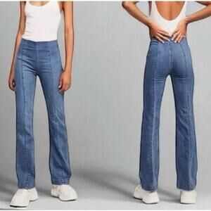 We The Free People Slim Pull-On Flare Jeans Womens Size 25 Medium Wash Mid Rise